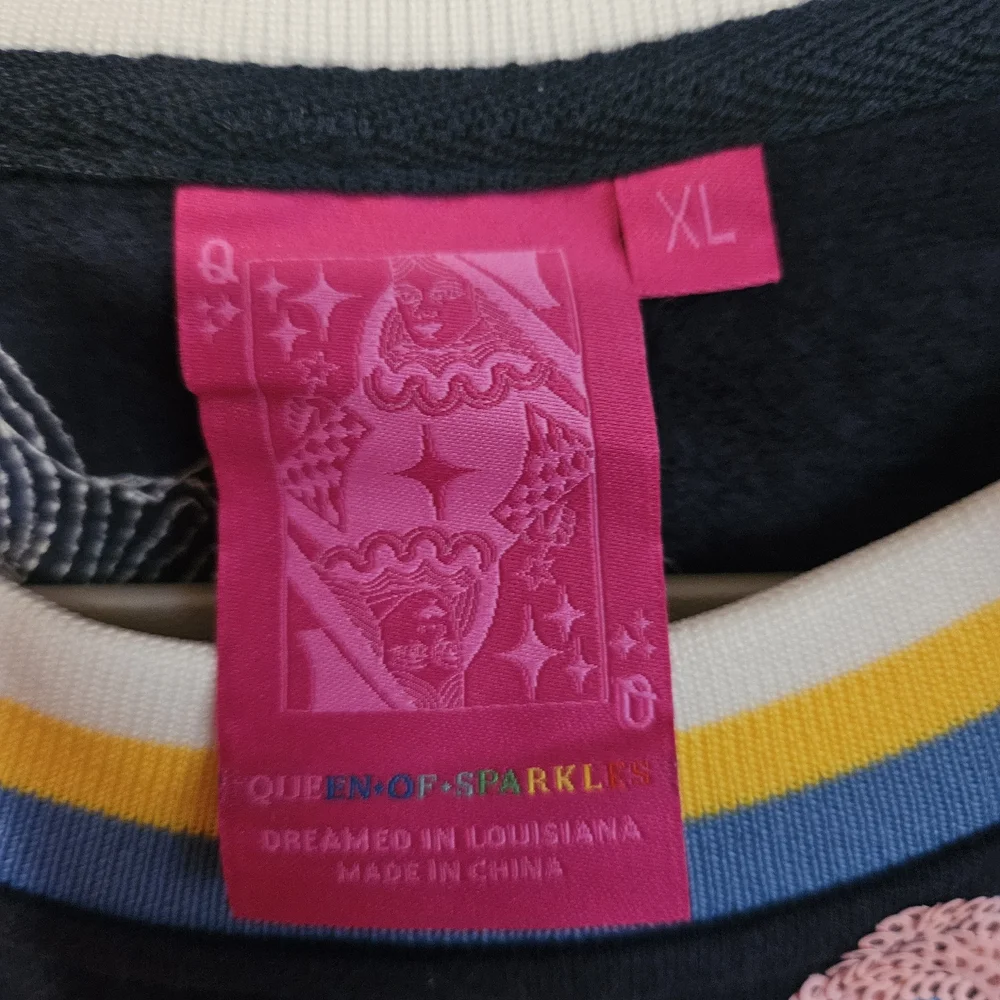 QUEEN OF SPARKLES Navy and Yellow Sweatshirt - Picture 2 of 5